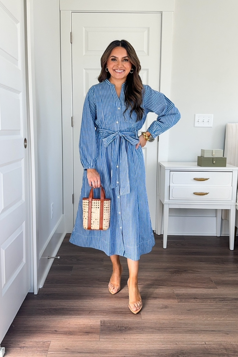 Blue striped Midi dress size XS TTS 
Clear heels size 5 TTS

Date Night Outfit 
Valentines Day Outfit 
Work Outfit 
Work Wear 
Office Outfit 
Spring break
Spring outfits
Classic style 
Petite 
Walmart

Honey Sweet Petite
Honeysweetpetite 

#LTKstyletip #LTKworkwear #LTKMostLoved