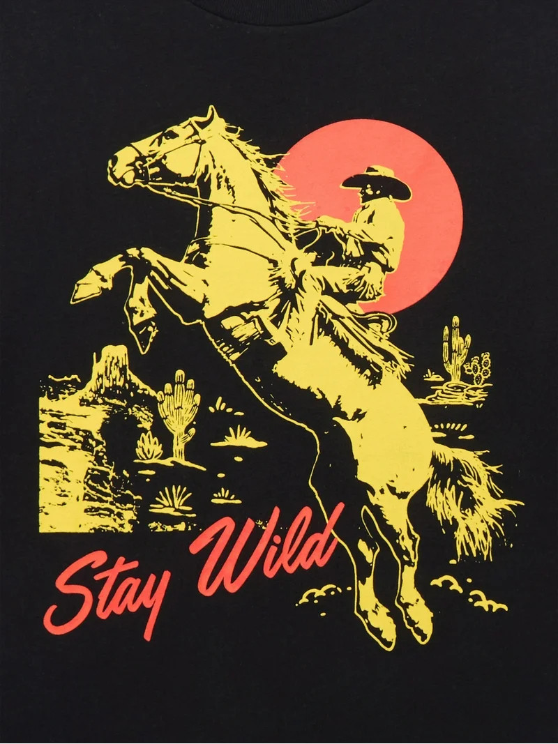 Wonder Nation Boys Western Stay Wild Graphic Tee, Sizes XS-XXL | Walmart (US)