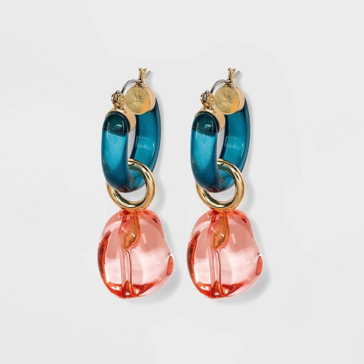 Transparent Blush Bead Drop Earrings - A New Day™ Blue | Target