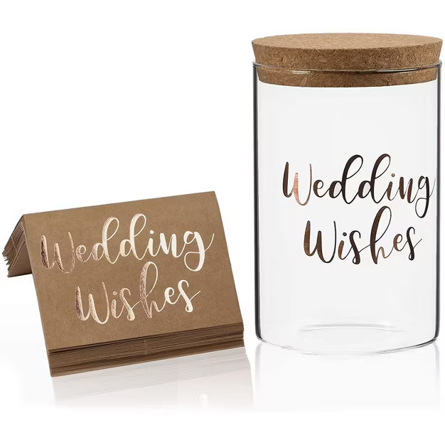 Sparkle and Bash 30-Piece Brown Kraft Wedding Wishing Paper Cards with Wedding Wishes Advice Jar,... | Target