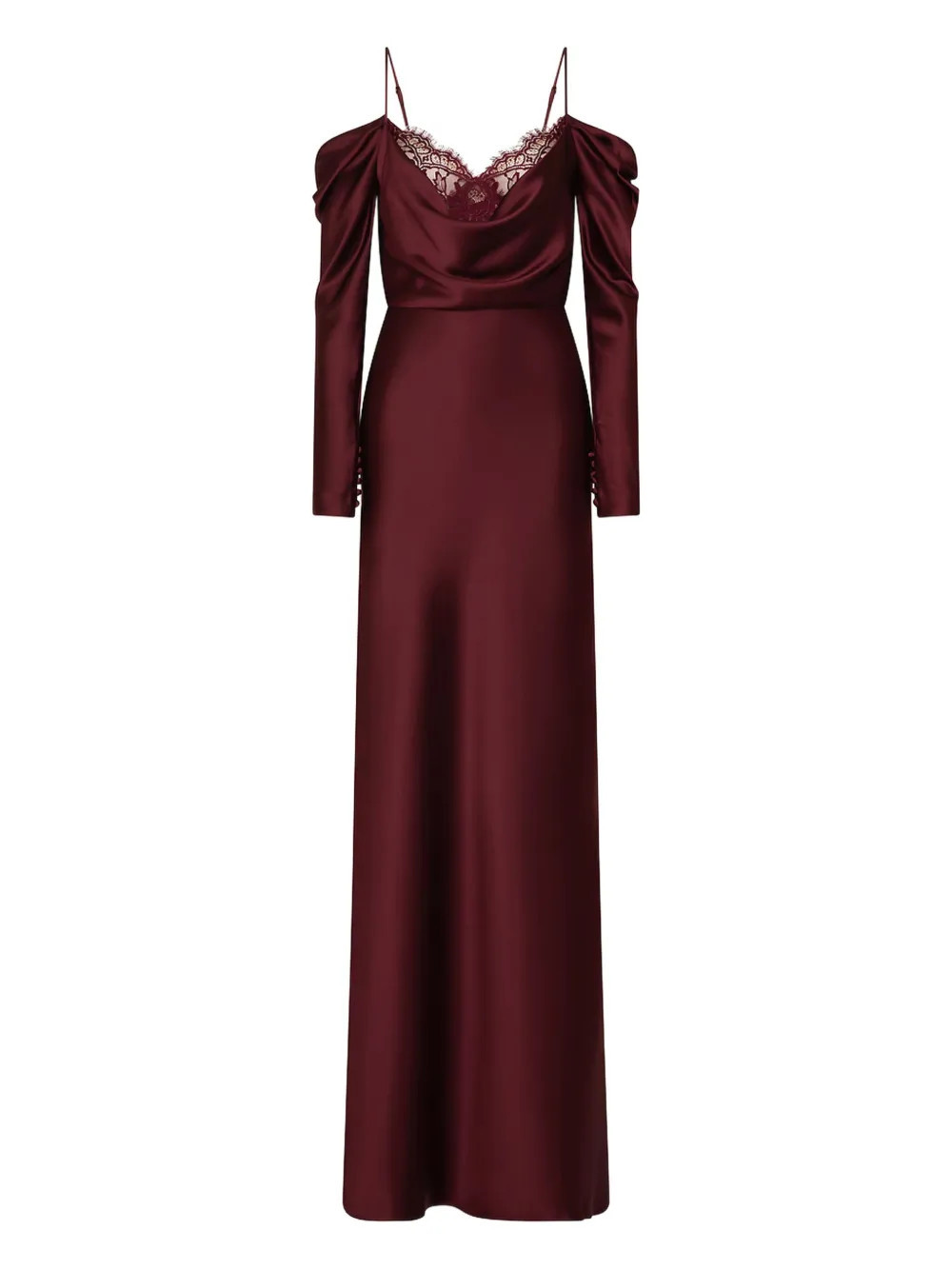 Rebecca Vallance Avalon lace-trimmed cowl-neck gown - Purple | Farfetch Global