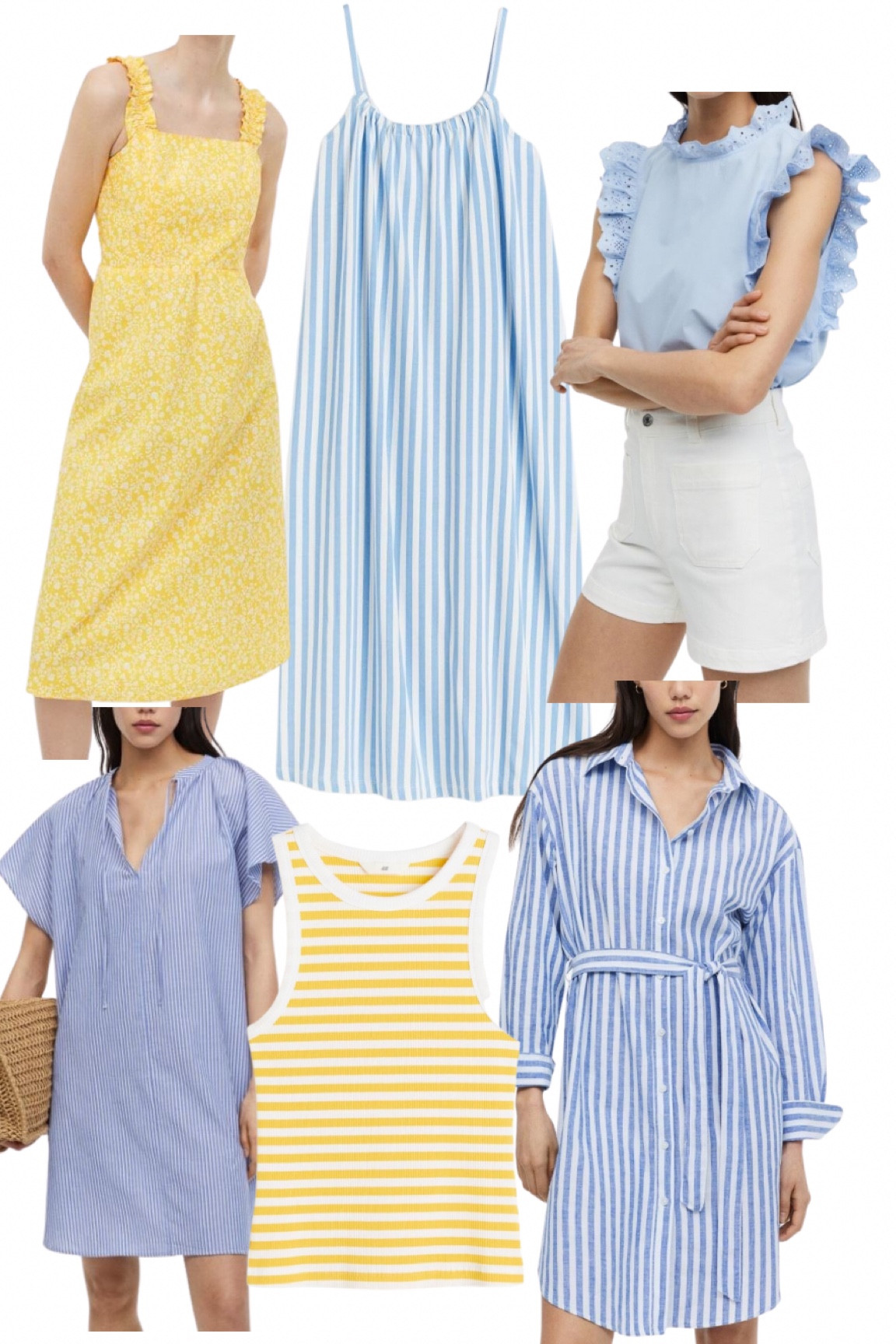 H&M new arrivals. Stripe shirtdress. Yellow midi dress. Stripe coverup. High rise white shorts. Ruffle blouse. Ruffle sleeve top. Ruffle sleeve midi dress. Oversized dress. Summer dress. Stripe ribbed tank top 
.
.
.
… #ltktravel #ltkswim 

#LTKunder100 #LTKstyletip #LTKunder50