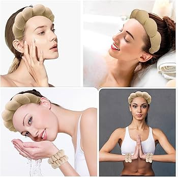 DRESHOW Spa Headband for Washing Face Wristband Set Sponge Soft Terry Cloth Makeup Skincare Non S... | Amazon (UK)
