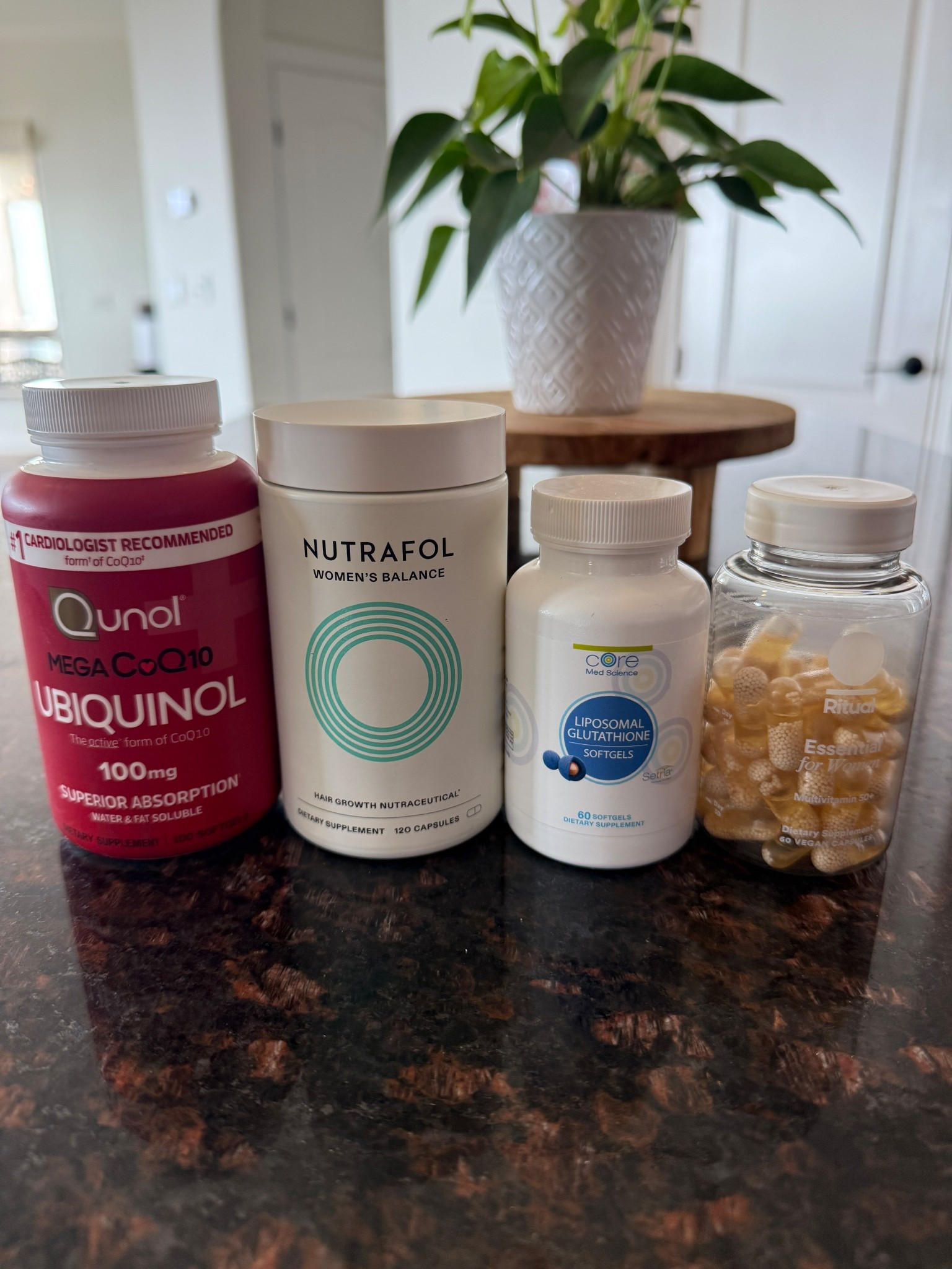 I'm sharing my AM supplement stack. Ritual Daily Vitamins designed for women 50+.  Nutrafol Women's Balance has been a game changer for my hair. Core Med Science Liposomal Glutathione is perfect for energy and skin health. And don't forget Qunol for heart health!

#LTKdayinmylife #LTKmomlife #LTKmorningroutine