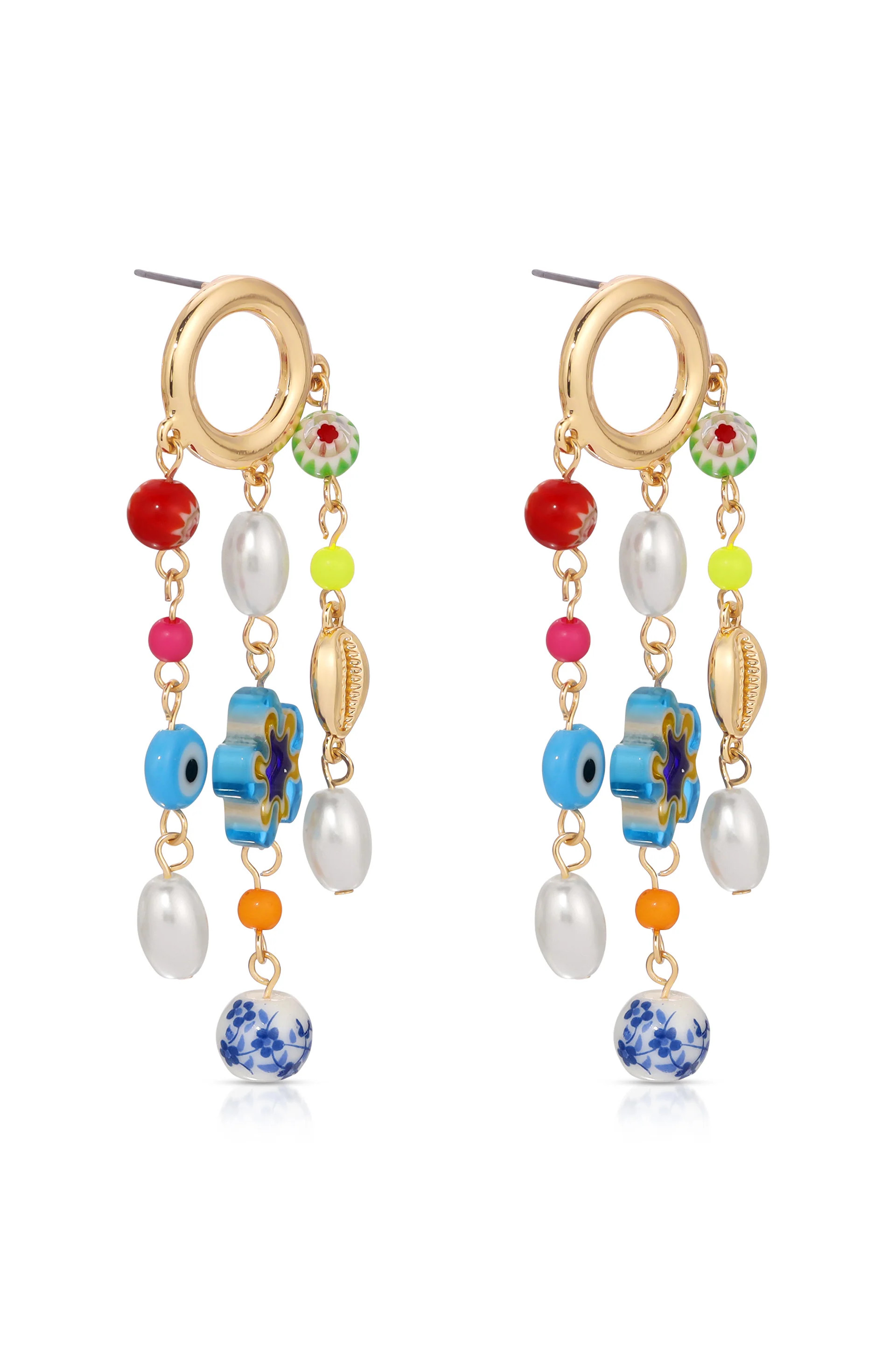 Sunny Days Pearl and Bead Dangle Earrings | Ettika