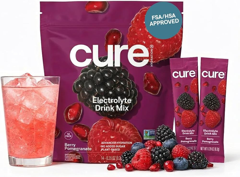 Cure Hydration - Electrolyte Drink Powder Berry Pomegranate 14 Packets | Amazon (US)