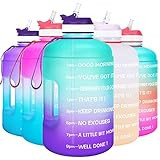 BuildLife Gallon Motivational Water Bottle Wide Mouth with Straw & Time Marked to Drink More Dail... | Amazon (US)