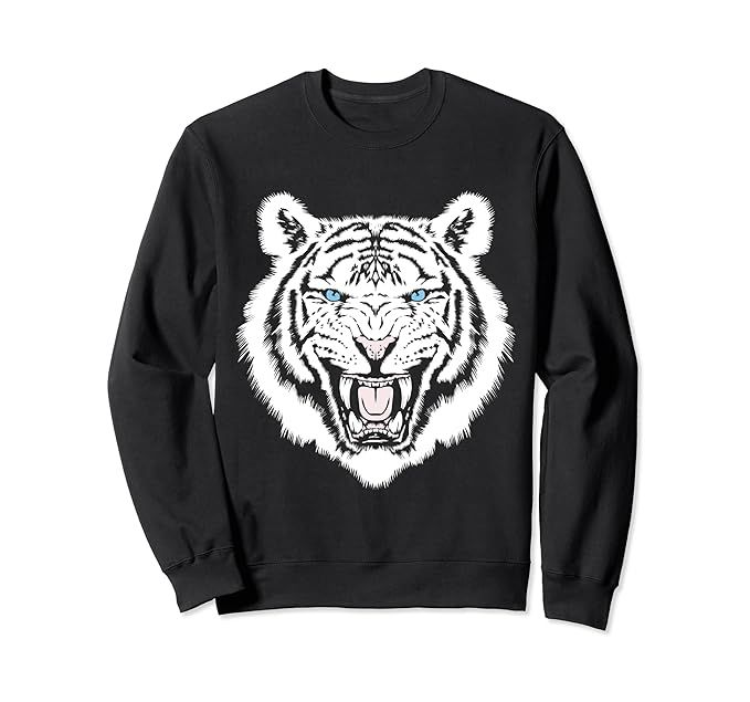 White Tiger Trendy Animal Print Easy Tiger Sweatshirt | Amazon (US)