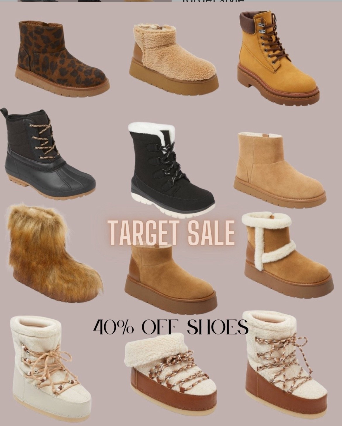 40% off shoes today only!

Target style
Winter boots


#LTKGiftGuide #LTKFindsUnder50 #LTKSaleAlert