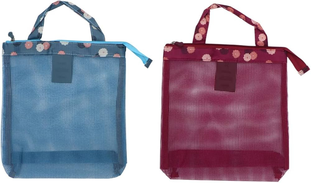 Hemoton Small Tote Bag Beach Bags- 2 Packs 11.02 x 9.08 Shell Mesh Bags for Kids Girls Beach Toy ... | Amazon (US)