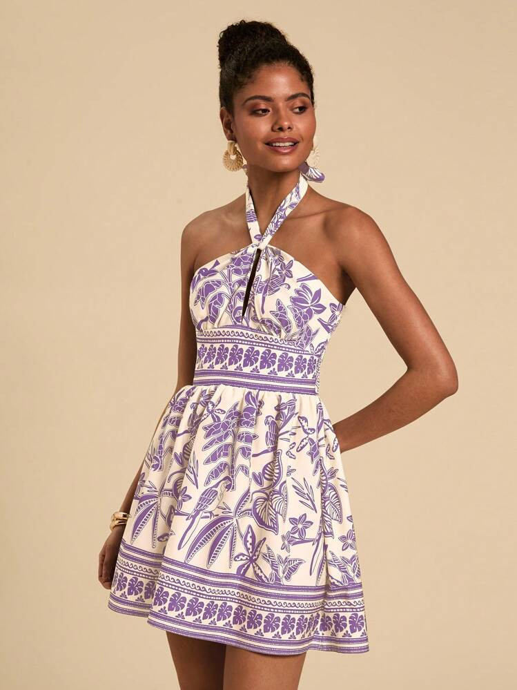 Travachic Women's Casual Vacation Summer Beach Boho Tropical Plant Print Dress, Casual Holiday Wear,Summer Outfits For Women,Tropical Vacation Woman Clothes,Summer,Vacation Outfits Woman,Dresses For Women,Summer Dresses For Women | SHEIN