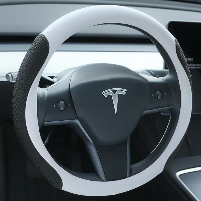 Premium Leather Steering Wheel Cover for Tesla Model 3/Y 2016-2025 2026 Juniper/Highland, Non-Sli... | Amazon (US)