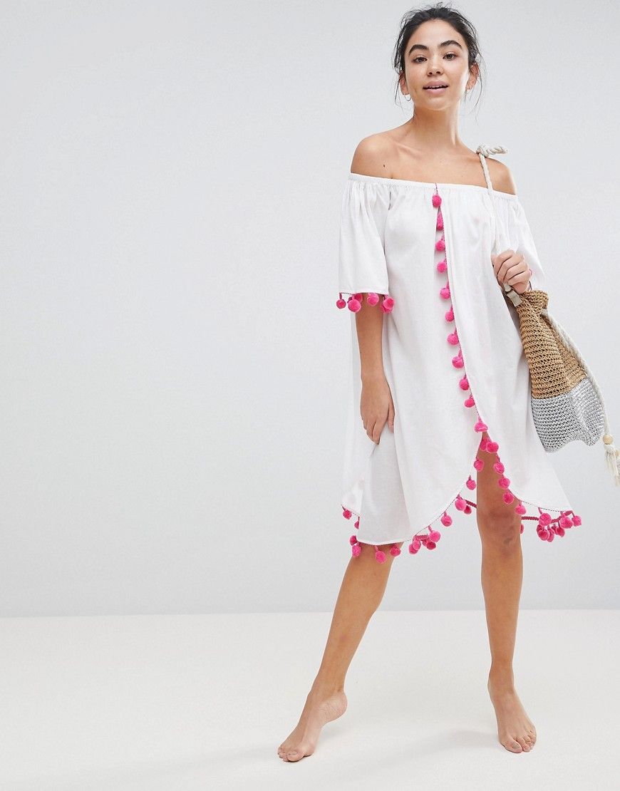 America & Beyond Bardot Beach Dress - White | ASOS US
