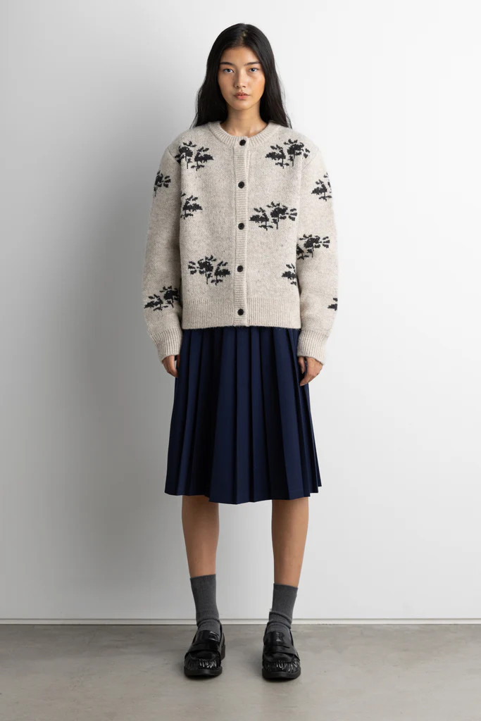 FLORAL JACQUARD WOOL BLEND CARDIGAN | OAK + FORT