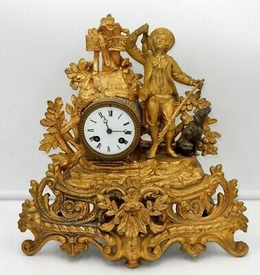 ANTIQUE 1800's A. PREVOST GOLD GILT BRONZE LOUIS XVI STYLE 14.5" MANTEL CLOCK | eBay CA