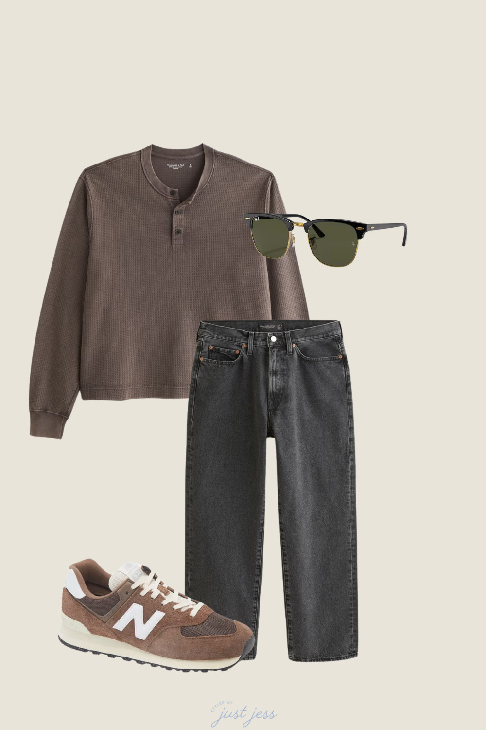 Keep it casual with brown new balance sneakers & a waffle henley top! 

 #LTKMens