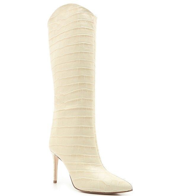 Maryana Croco Print Leather Western Inspired Tall Boots | Dillards