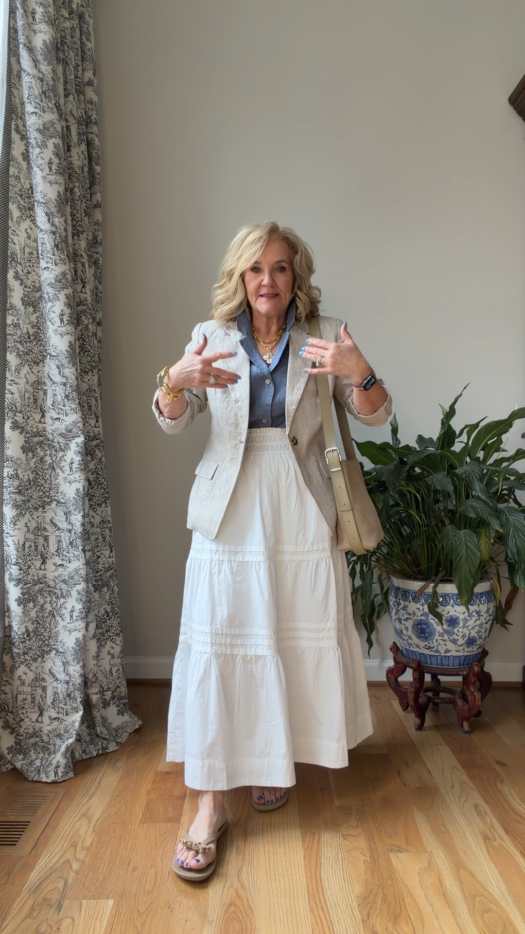 Sizing
Wearing size medium in most see notes below
Linen slip skirt size down if inbetween
Jeans size 29 waist inseam 28
White tee I did size up to a large
Julie Vos pieces go perfectly with this camp shirt 
I’ll link similar sandals 
Vacation outfit white skirt styling 

#LTKWorkwear #LTKOver40 #LTKSeasonal

#LTKOver40 #LTKTravel #LTKPetite