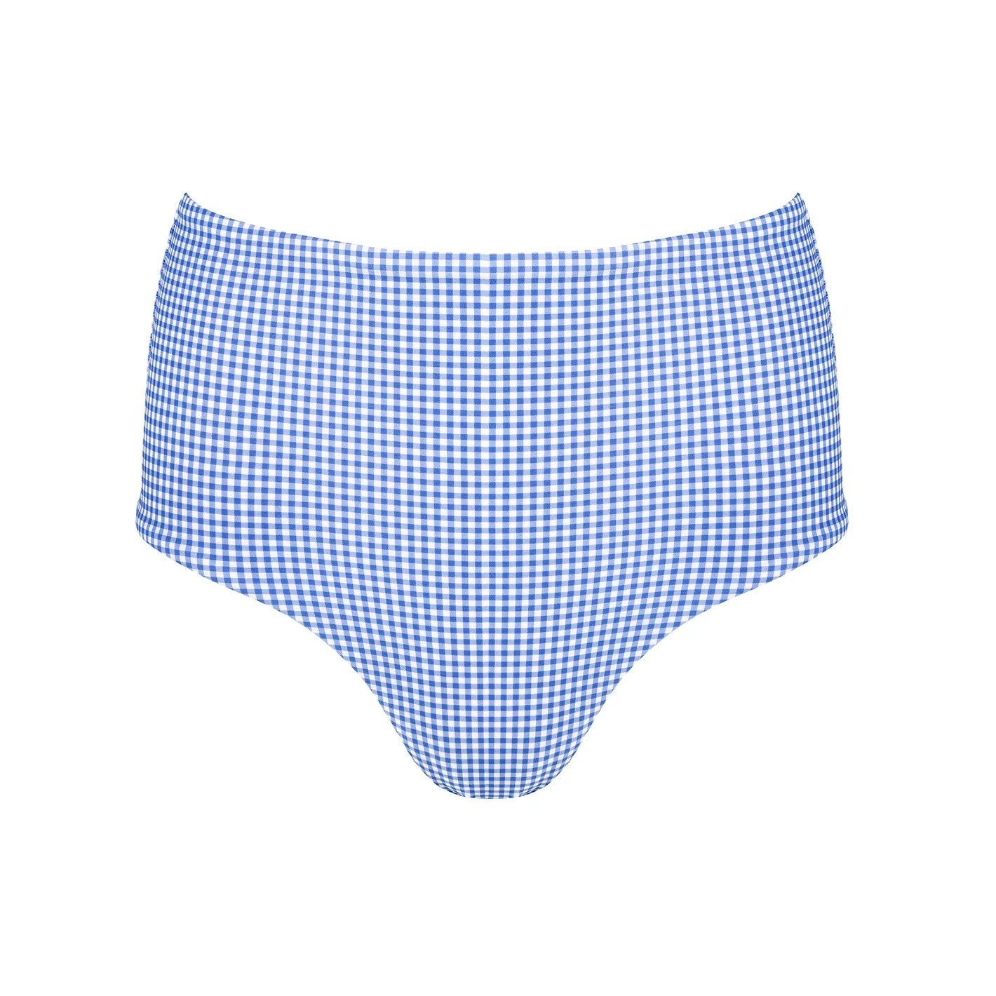 women's sky blue gingham high waist bikini bottom | minnow