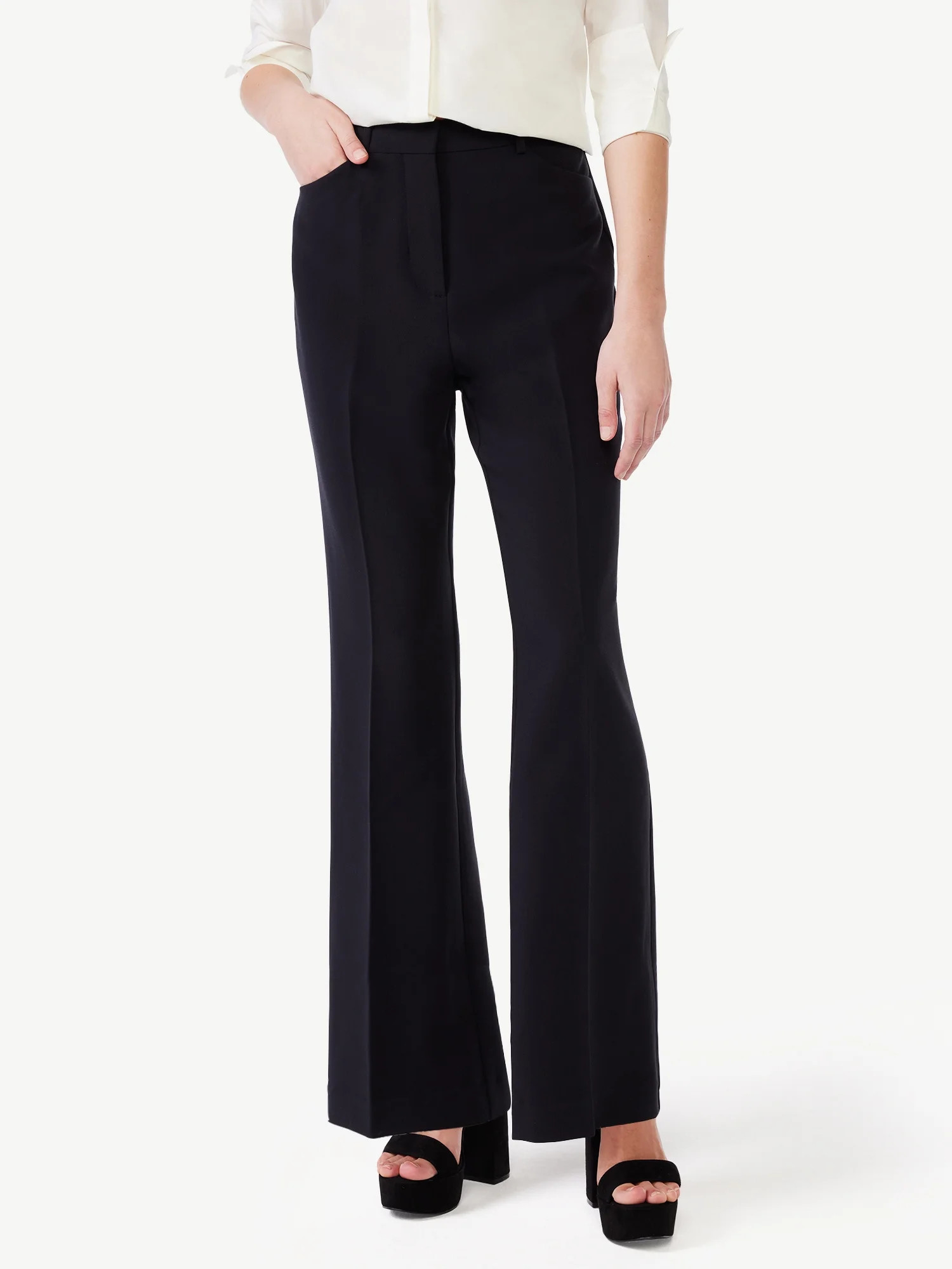 Scoop Women's High Waisted Crease Front Trousers, Sizes XS-XXL | Walmart (US)