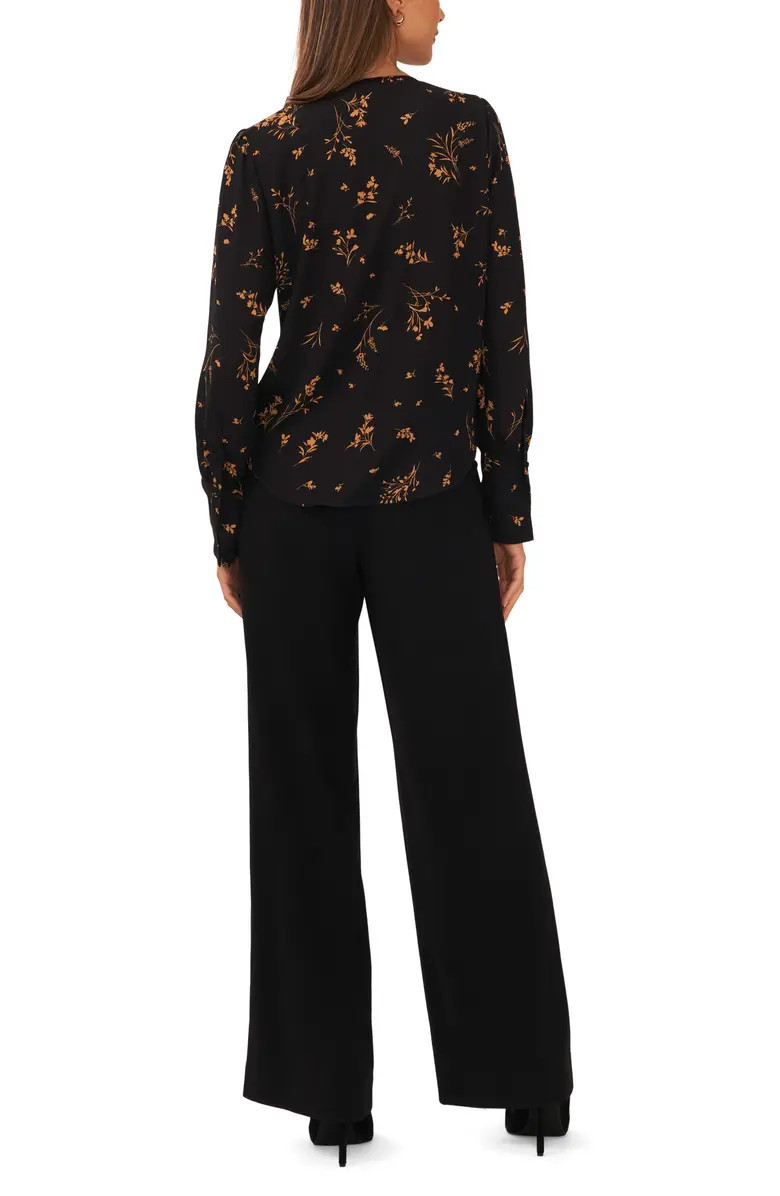 Floral Long Sleeve Wrap Front Blouse | Nordstrom