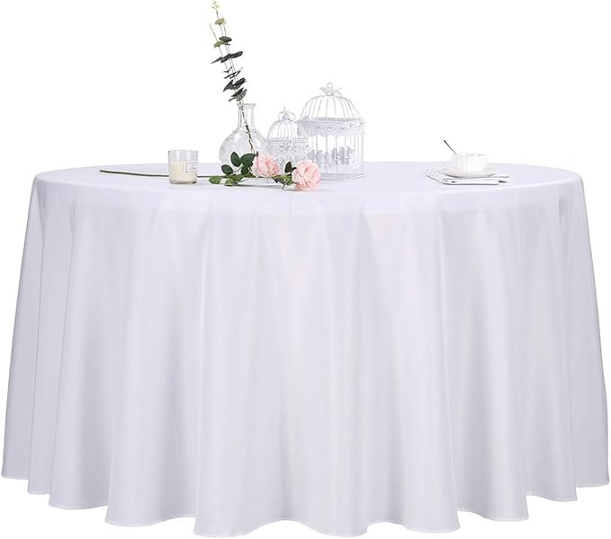 Ascoza 2pack 108 Inch White Round Tablecloth in Polyester Fabric for Wedding/Banquet/Restaurant/P... | Amazon (US)