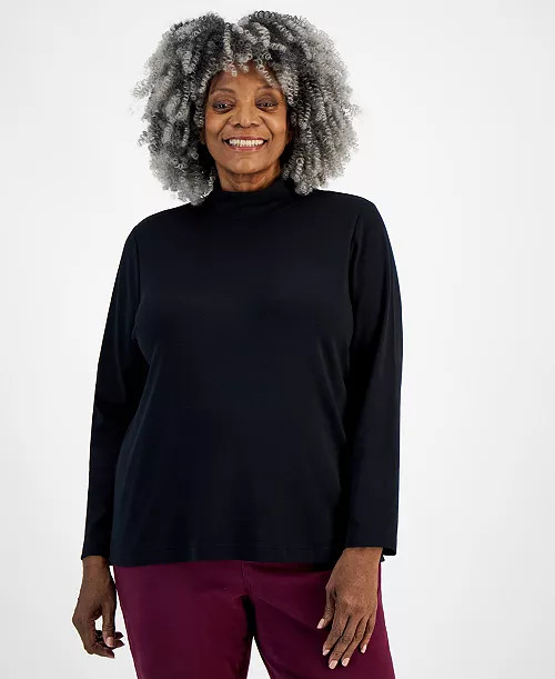 Style & Co Plus Size Mock-Neck Top, Created for Macy's - Macy's | Macy's