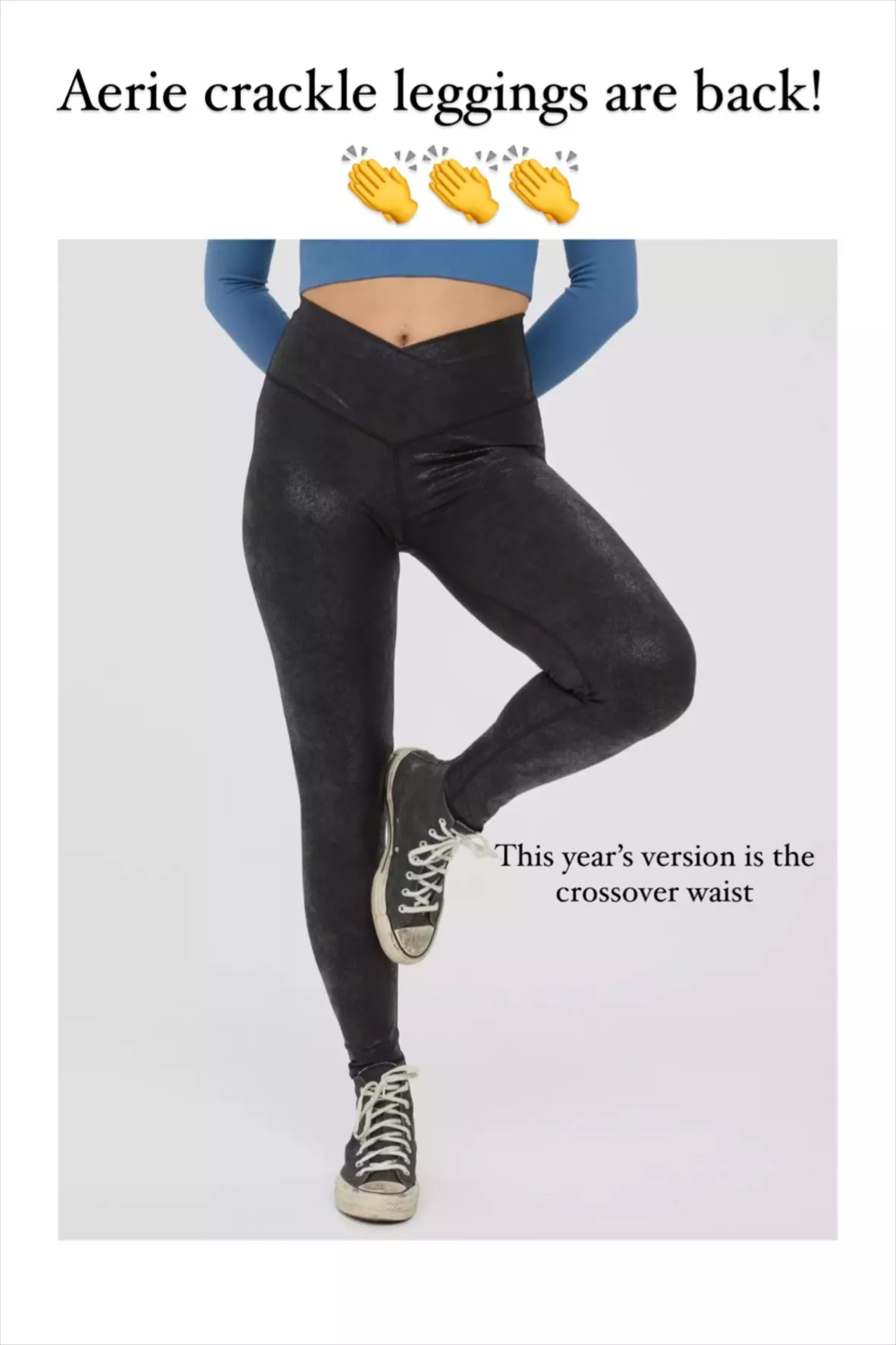 OFFLINE By Aerie The Hugger Crossover High Waisted Crackle Legging