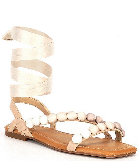 x Jess Southern Ashley Bead Detail Ankle Wrap Sandals | Dillard's