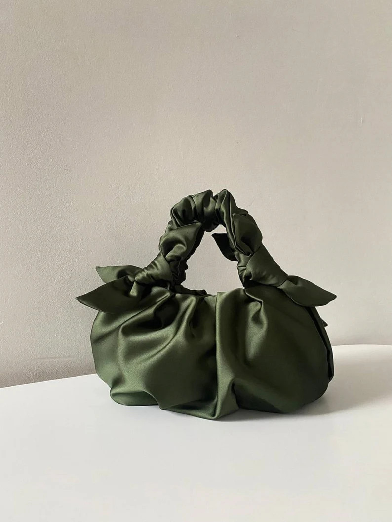 Satin Knot Bag | small khaki bag | +25 colors | Gift for her | Furoshiki bag | Bridal bag |Soft w... | Etsy (CAD)