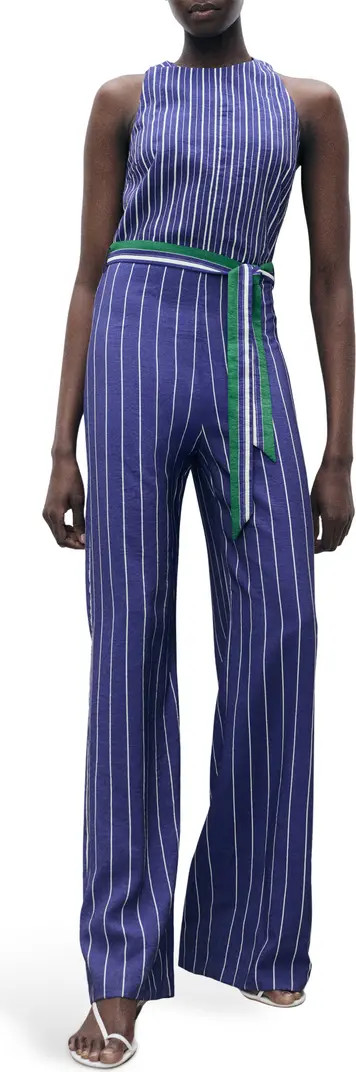 MANGO Stripe Tie Waist Jumpsuit | Nordstrom | Nordstrom
