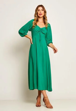 Vestido Verde Bandeira  Longo Liso Feminino Miss Joy 7509 | Dafiti (BR)