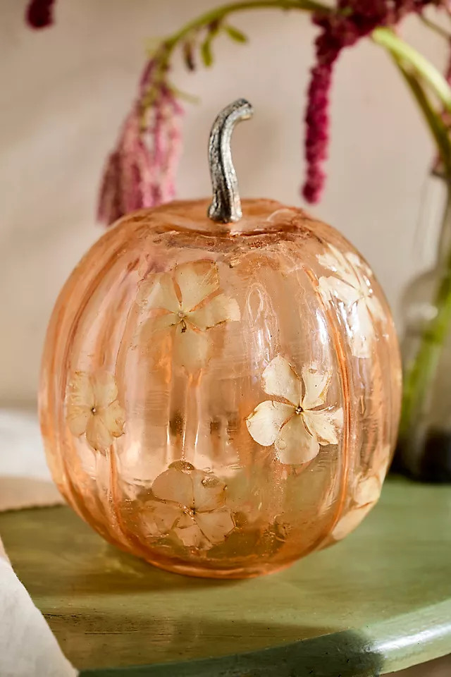 Pressed Floral Glass Pumpkin, Size: Medium at Terrain | Terrain