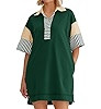 Wenrine Women's Polo V Neck T Shirt Dress Casual Summer Oversized Color Block Short Sleeve Sweats... | Amazon (US)