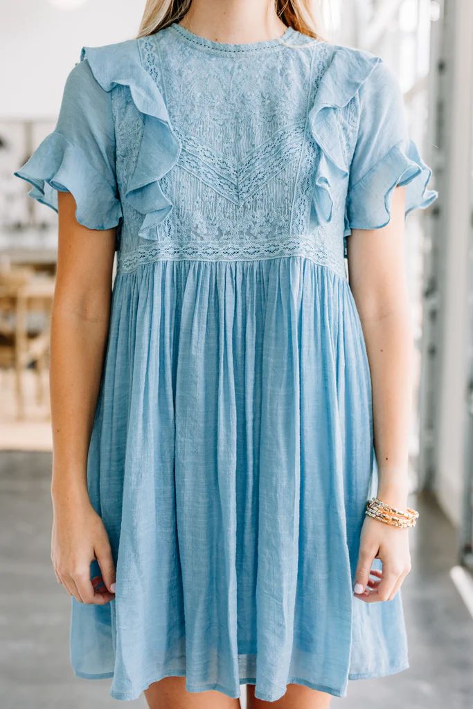 Realized Love Dusty Blue Lace Dress | The Mint Julep Boutique