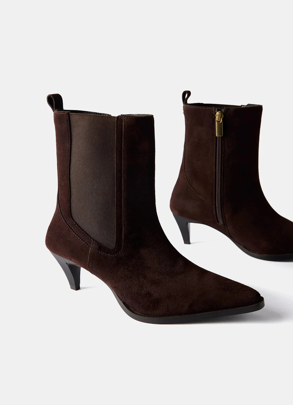 Ivy Brown Suede Kitten Heel Ankle Boots | Mint Velvet