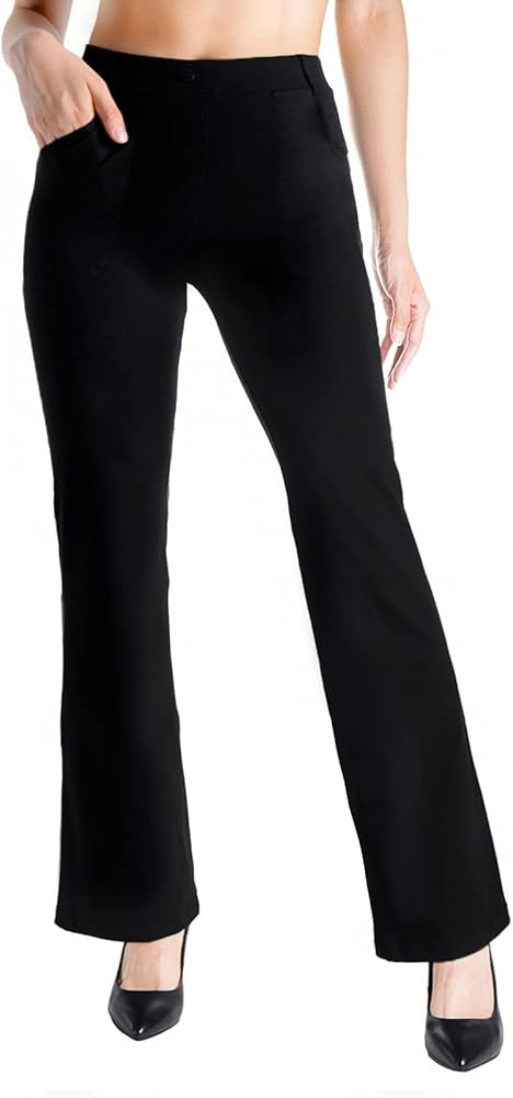 Yogipace,Belt Loops,Women's Petite/Regular/Tall Flare Yoga Dress Pants | Amazon (US)