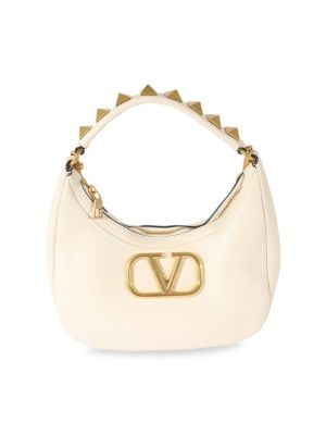 Valentino White Calfskin Stud Sign Hobo | Saks Fifth Avenue OFF 5TH