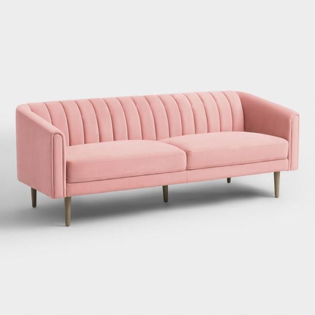 Blush Pink Channel Back Sacha Sofa | World Market