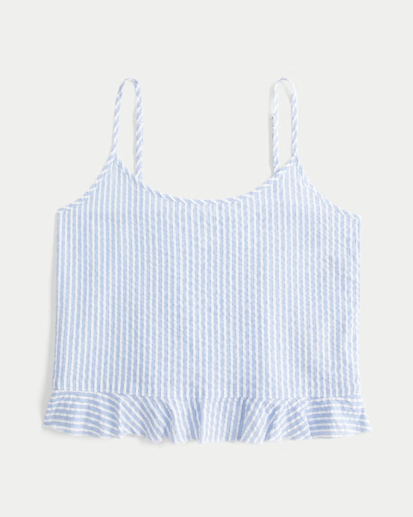 Ruffle Seersucker Sleep Tank | Hollister (US)
