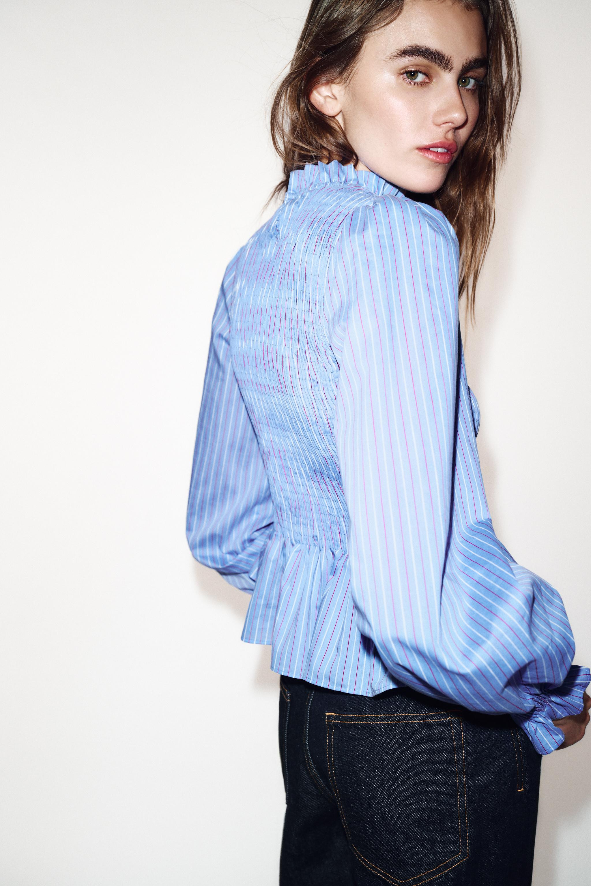 SMOCKED STRIPED SHIRT | Zara US