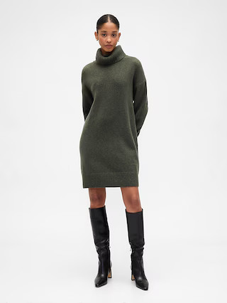 CashSoft Relaxed Turtleneck Sweater Mini Dress | Gap Factory
