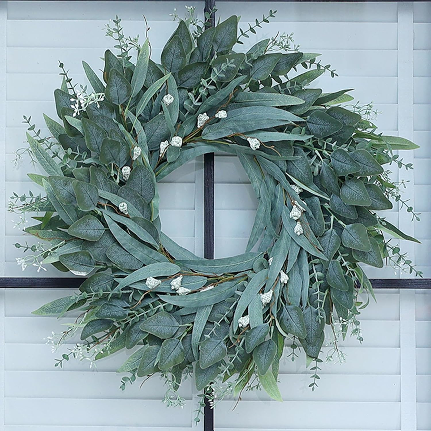 26" Eucalyptus Wreath for Front Door - Large Artificial Greenery Outdoor Wreath for Porch, Window... | Amazon (US)