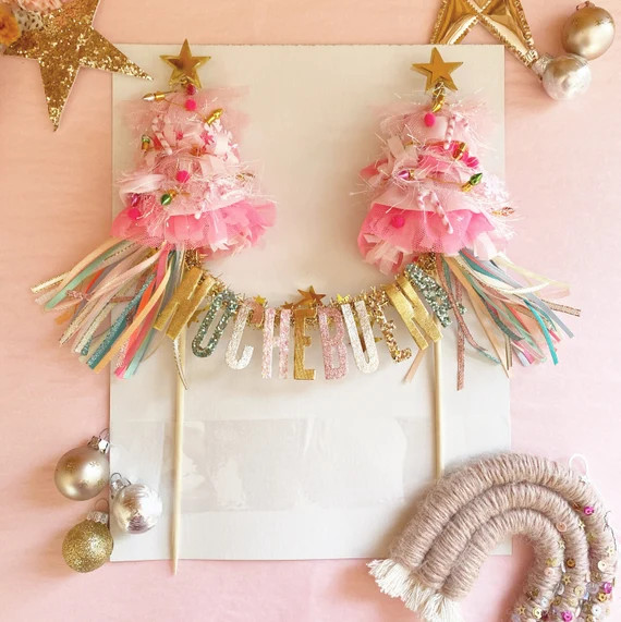 Fringe Christmas Tree // Customize Your Cake Topper With Your - Etsy | Etsy (US)