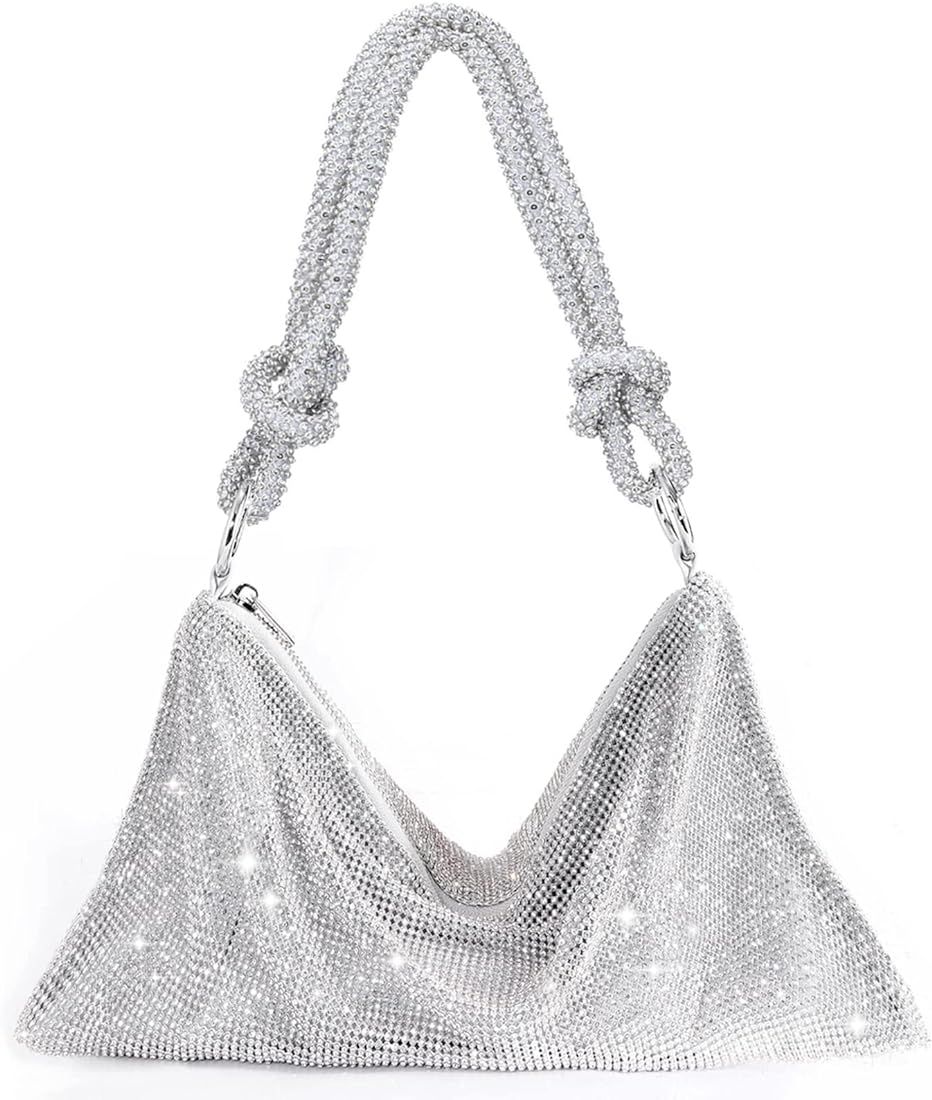 TOPALL Rhinestone Purse Sparkly Bag Silver Diamond Purses for Women 2022 Upgrade Evening Prom Rhines | Amazon (US)