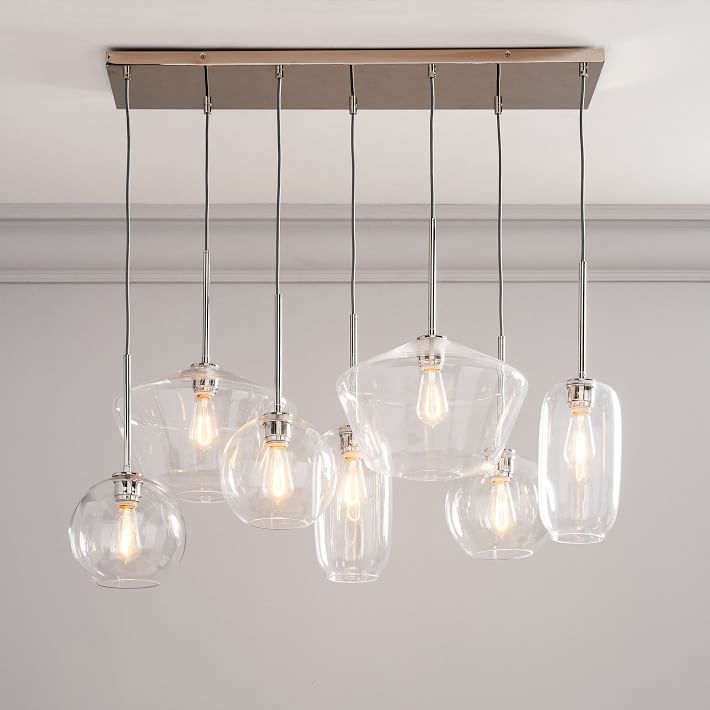 Sculptural Glass 7-Light Multi Chandelier - Clear | West Elm (US)