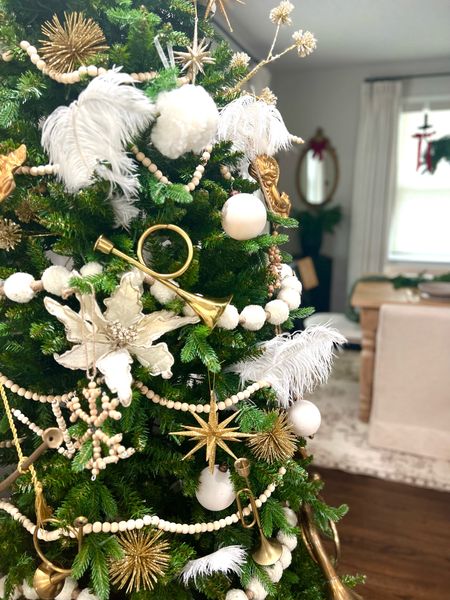 Amazon white feathers and beaded garland options for the Christmas tree 

#LTKHoliday #LTKhome #LTKSeasonal