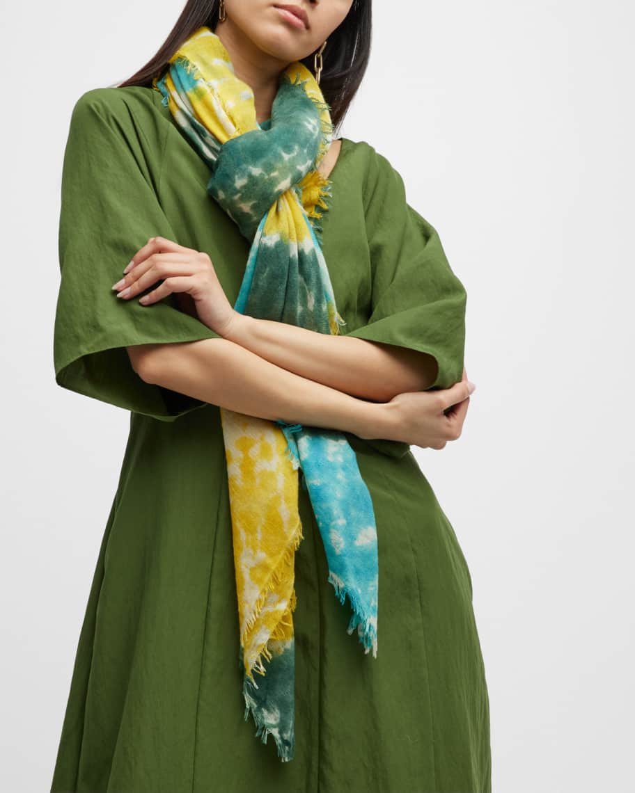 Bajra Tie-Dye Wool & Silk Square Scarf | Neiman Marcus
