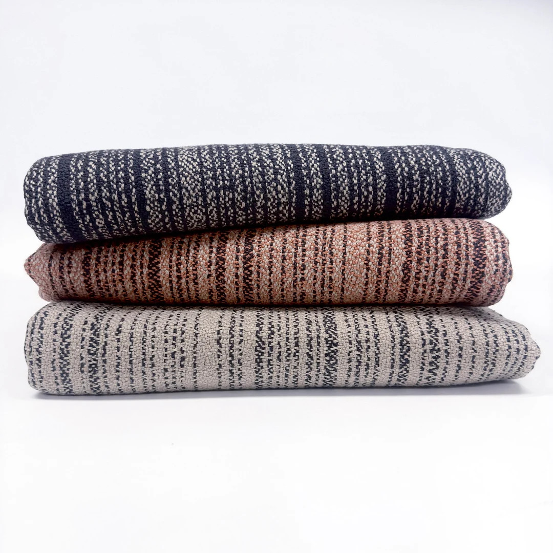 Moss Turkish Cotton Throw Blanket With Vintage-style Dyed Charcoal Gray and Taupe Stripes Beige, ... | Etsy (US)