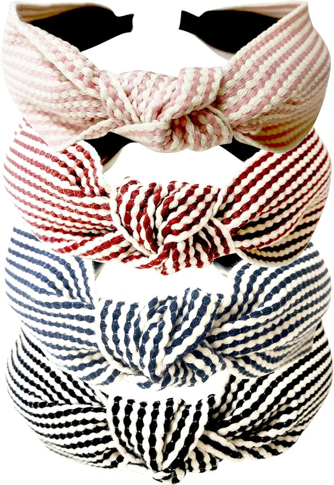 4PC Handmade Braid Headband Cloth Cross Knot Elastic Hair Hoop Sweet Wide Hairband for Women Girl... | Amazon (US)